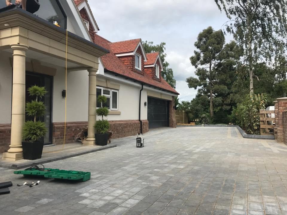 block paving driveway of a large house